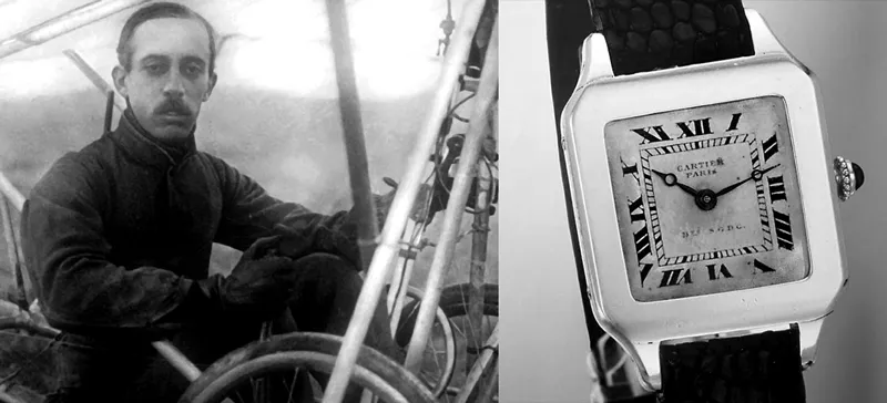 Peritación de Relojes Cartier Santos-Dumont histórico con correa de cuero, primer reloj de pulsera creado en 1904 para la aviación